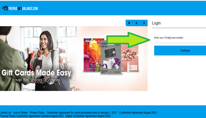 prepaidgiftbalance login