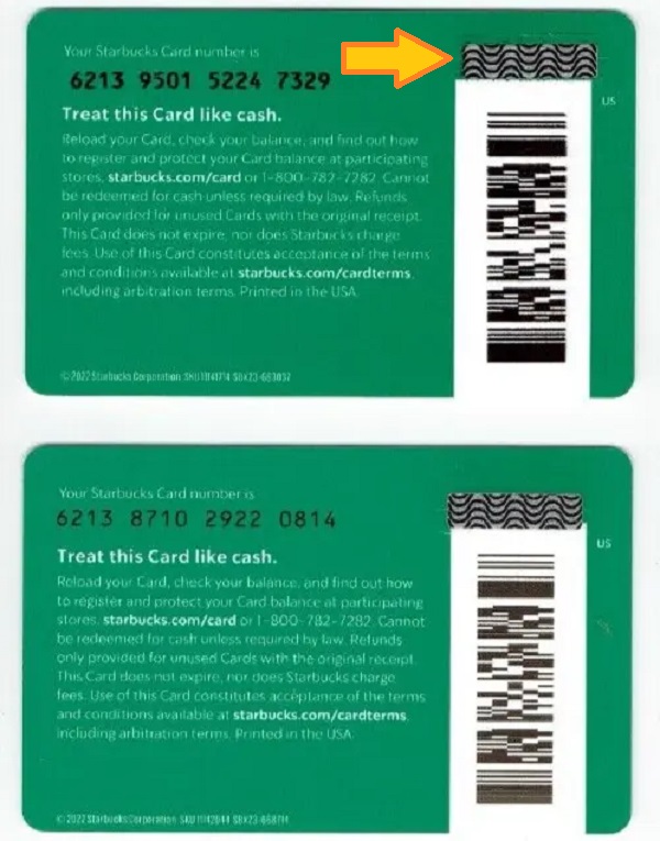 starbucks gift card security code